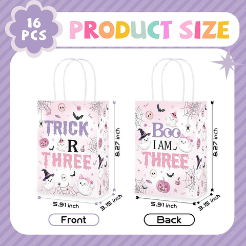 16Pcs Halloween 3rd Birthday Trick Or Three Goodie Bags - Grencian
