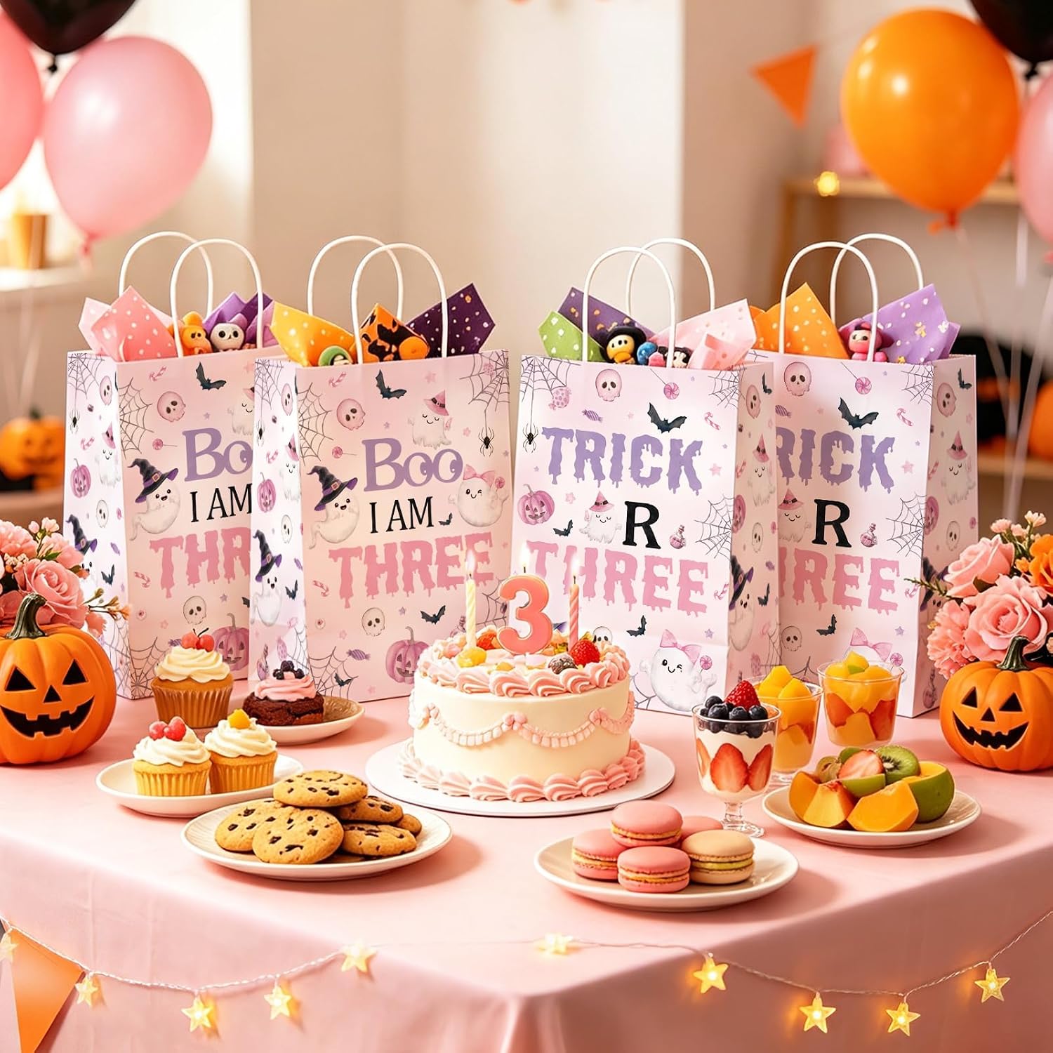 16Pcs Halloween 3rd Birthday Trick Or Three Goodie Bags - Grencian