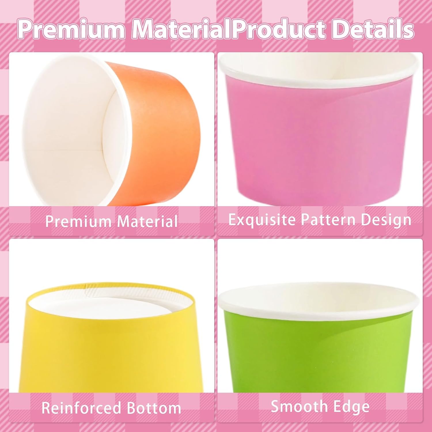 Close-up of tropical colored paper cup for frozen treats