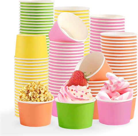 Grencian 120-piece tropical neon ice cream cups with bright colored design