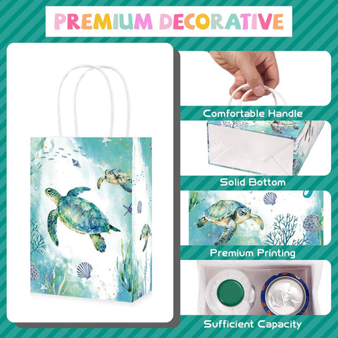 16Pcs Sea Turtle Birthday Goodie Bags Ocean Animal - Grencian