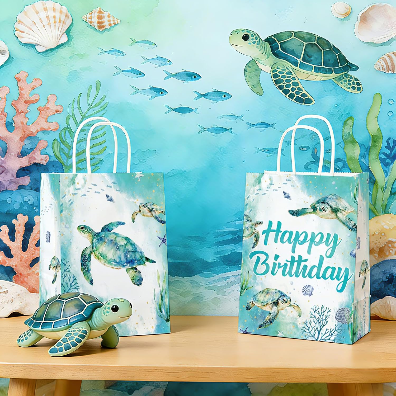 16Pcs Sea Turtle Birthday Goodie Bags Ocean Animal - Grencian