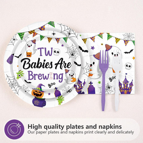 Two little boos design on the Halloween baby shower plates