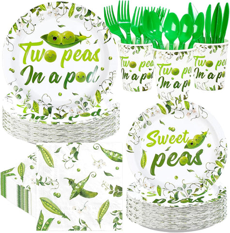 168Pcs Two Peas in a Pod Baby Shower Party Supplies Serves 24 - Grencian