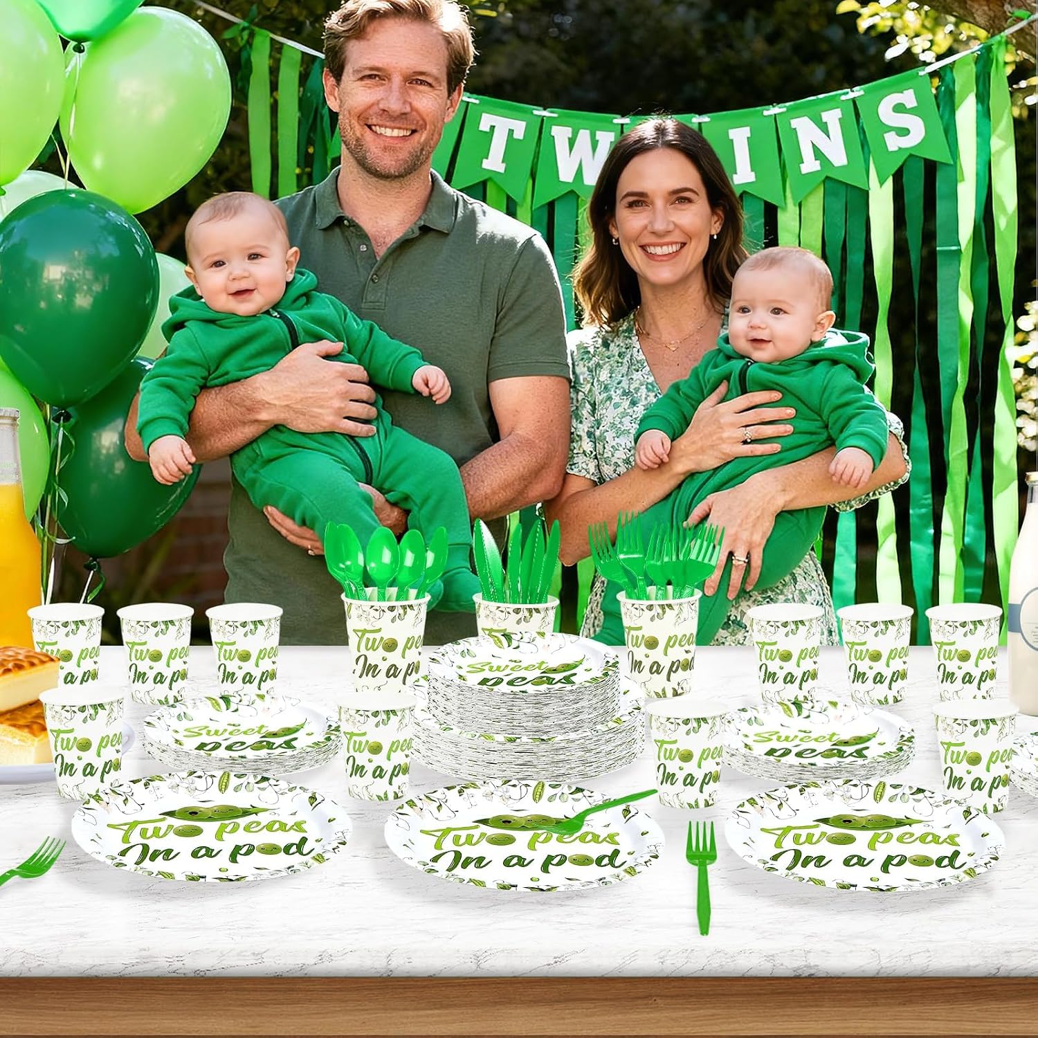 168Pcs Two Peas in a Pod Baby Shower Party Supplies Serves 24 - Grencian
