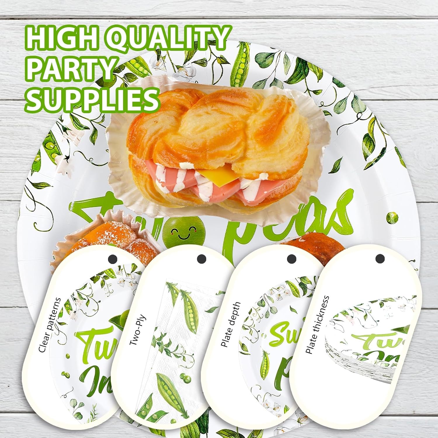 168Pcs Two Peas in a Pod Baby Shower Party Supplies Serves 24 - Grencian