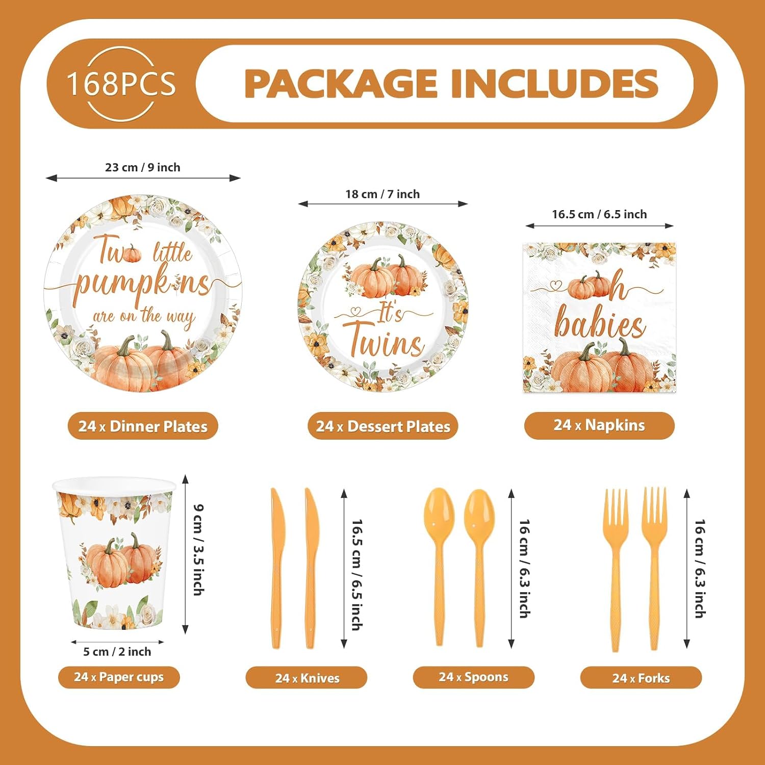 Pumpkin and autumn floral design on a 9 inch dinner plate