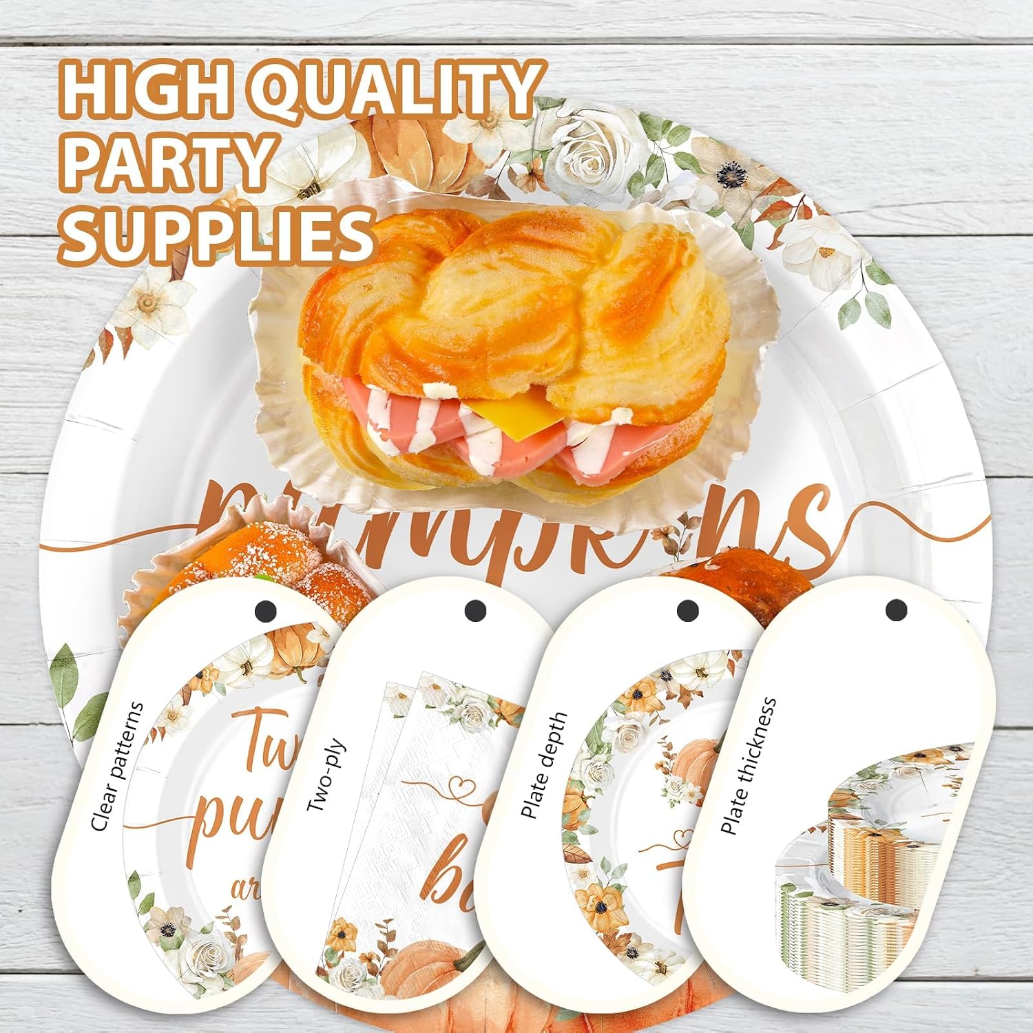 It's twins lettering on the fall pumpkin plates