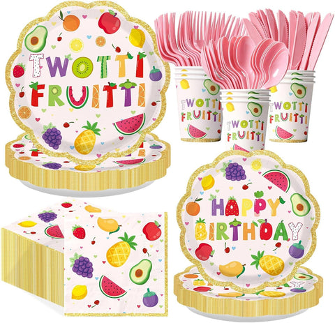 168Pcs Twotti Fruity Girl 2nd Birthday Party Supplies Serves 24 - Grencian