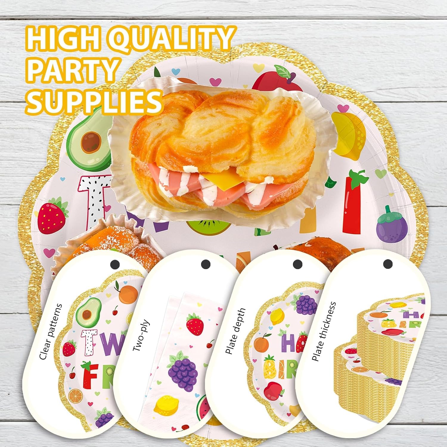 168Pcs Twotti Fruity Girl 2nd Birthday Party Supplies Serves 24 - Grencian