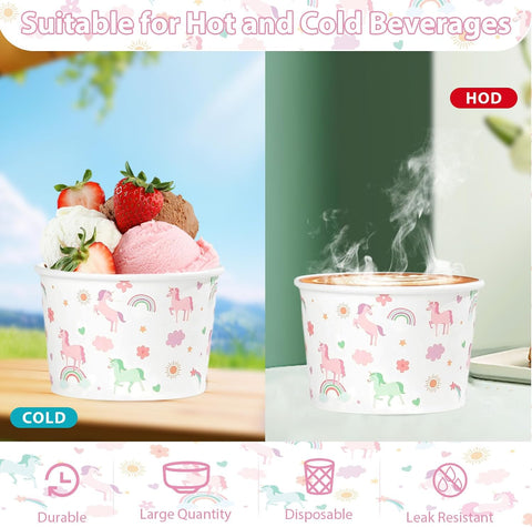 Close-up of unicorn rainbow paper cup for sundaes and snacks