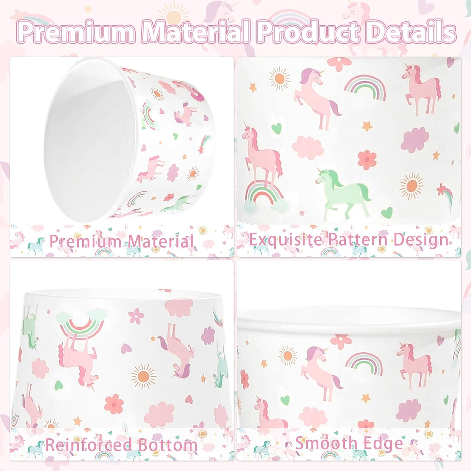 Stack of pastel unicorn 12oz disposable ice cream cups