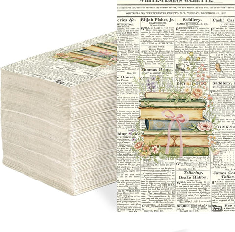 Vintage book floral paper napkin 1