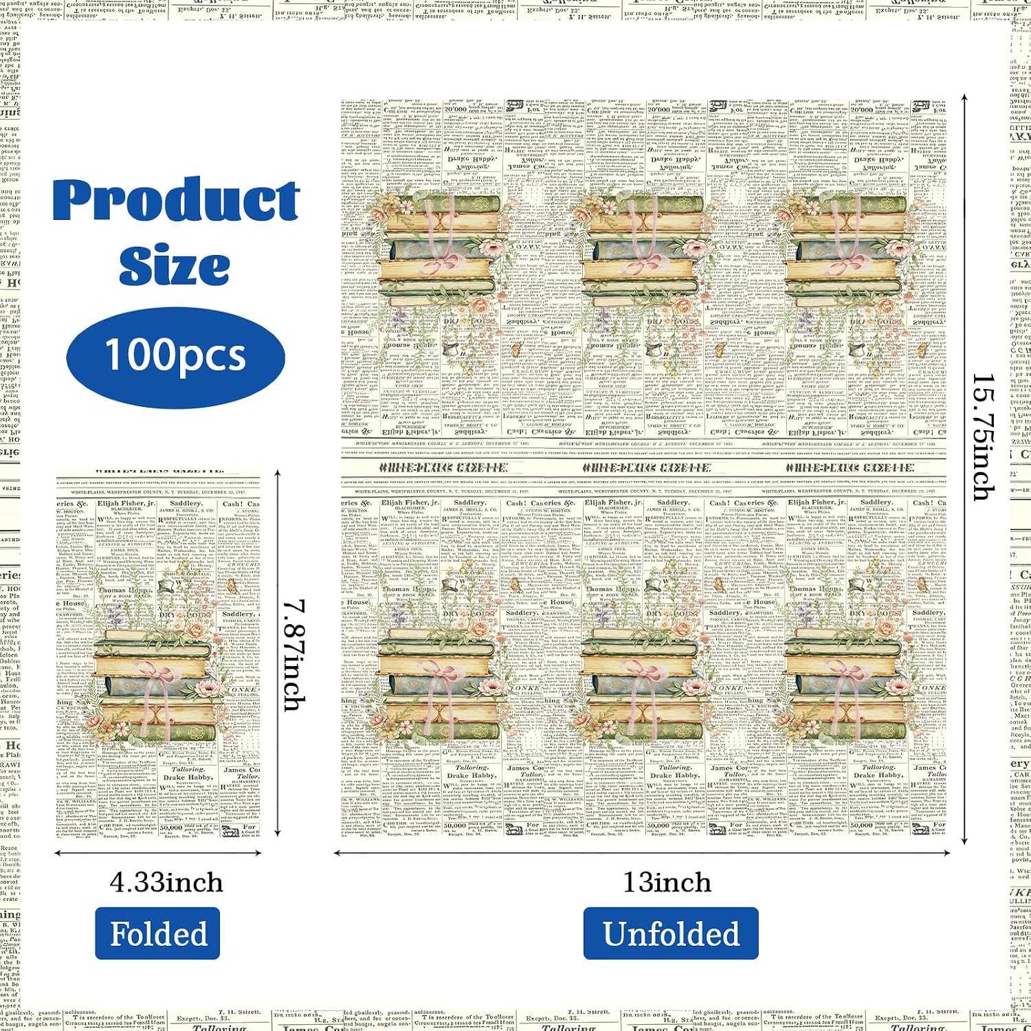 Vintage book floral paper napkin 4