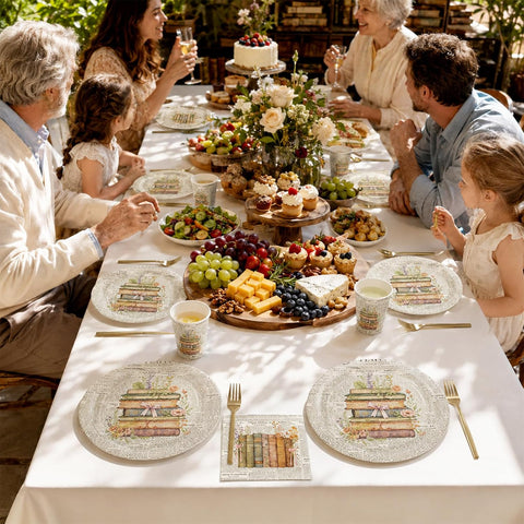 Vintage book themed party tableware set 8