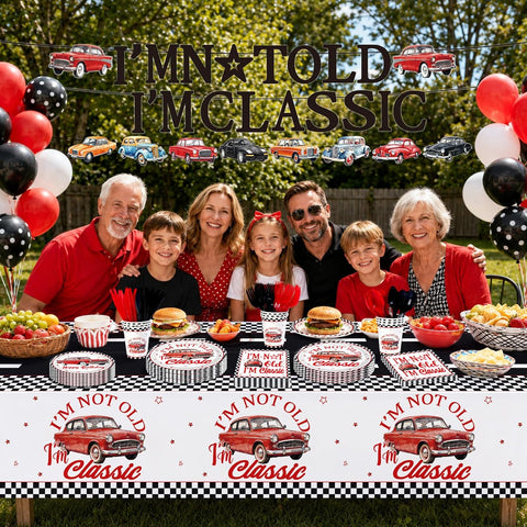 171Pcs Vintage Red Car Birthday Party Supplies Serves 24 - Grencian