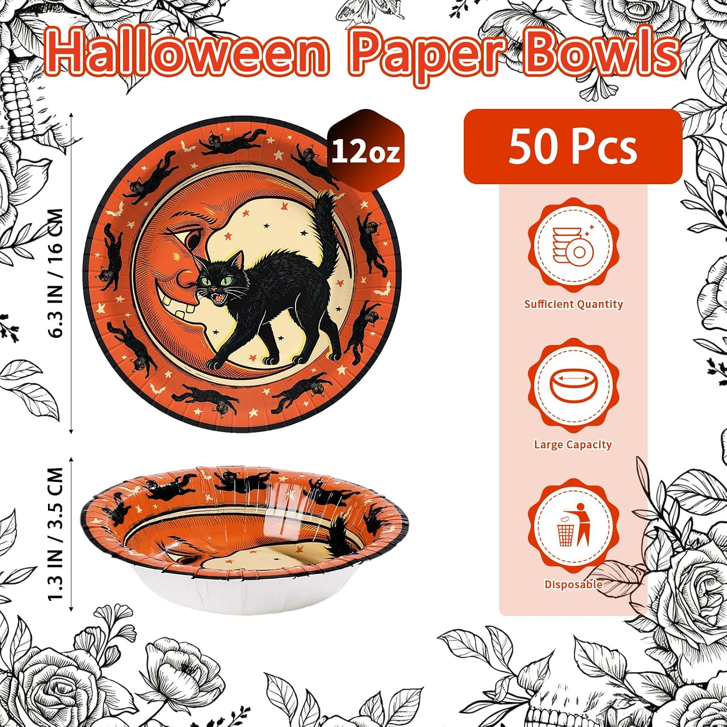 Twelve ounce and 50 pcs detail of the vintage cat bowls