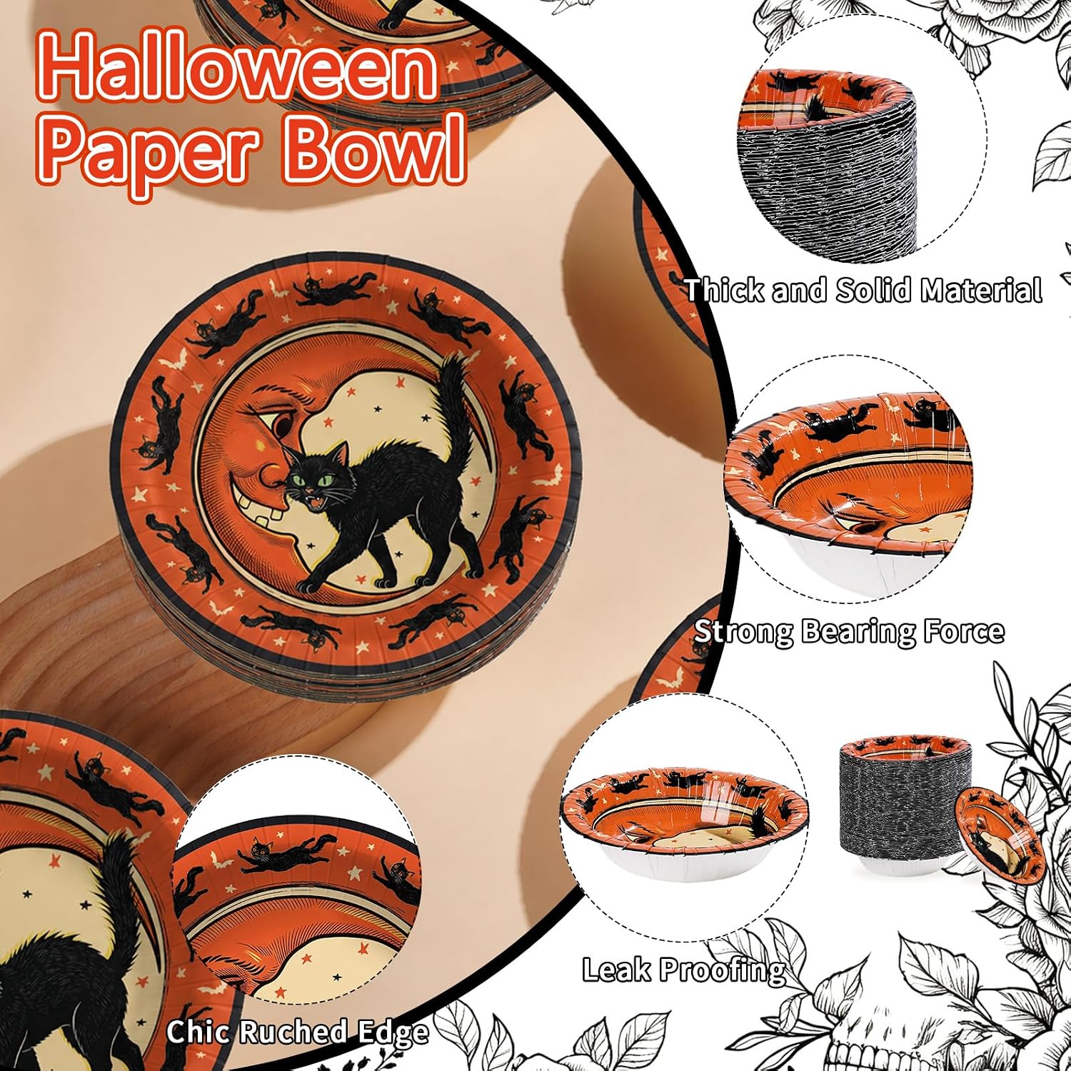 Vintage cat paper bowl cross section and build detail