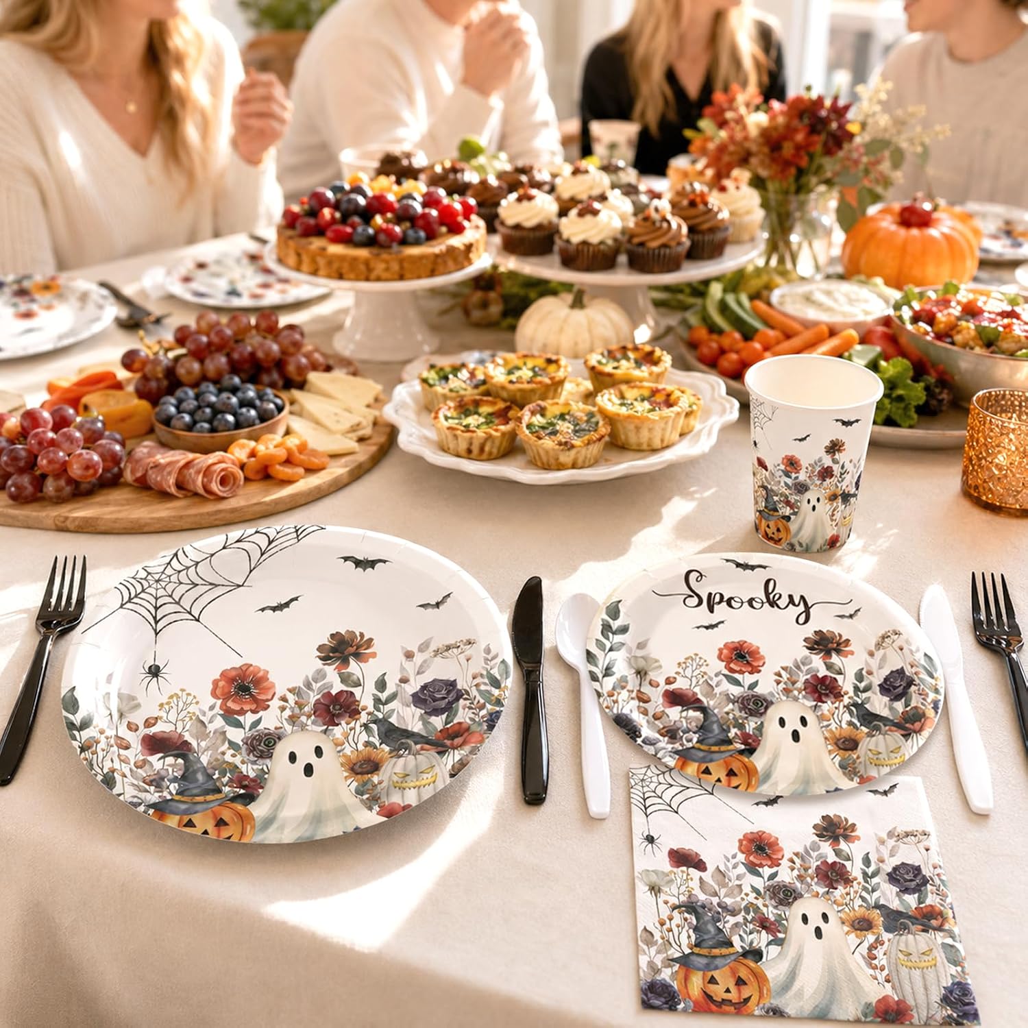 Party scene using the vintage Halloween tableware set