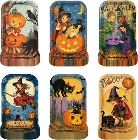 Grencian 60Pcs vintage Halloween rectangular paper plates 10x6.5