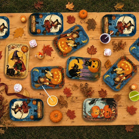 Fall table styled with the vintage postcard plates