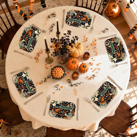 50Pcs Vintage Halloween Rectangular Paper Plates 10x6.5 - Grencian