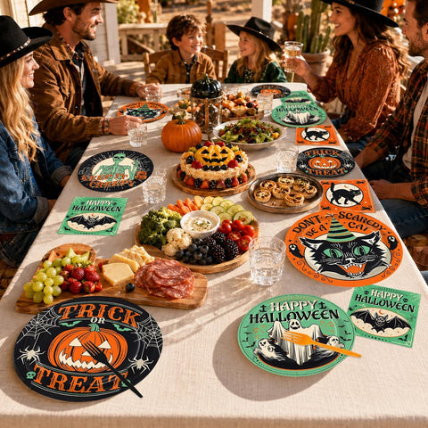 Greencian 200Pcs Halloween Vintage Spooky Supplies Serves 50 - Grencian