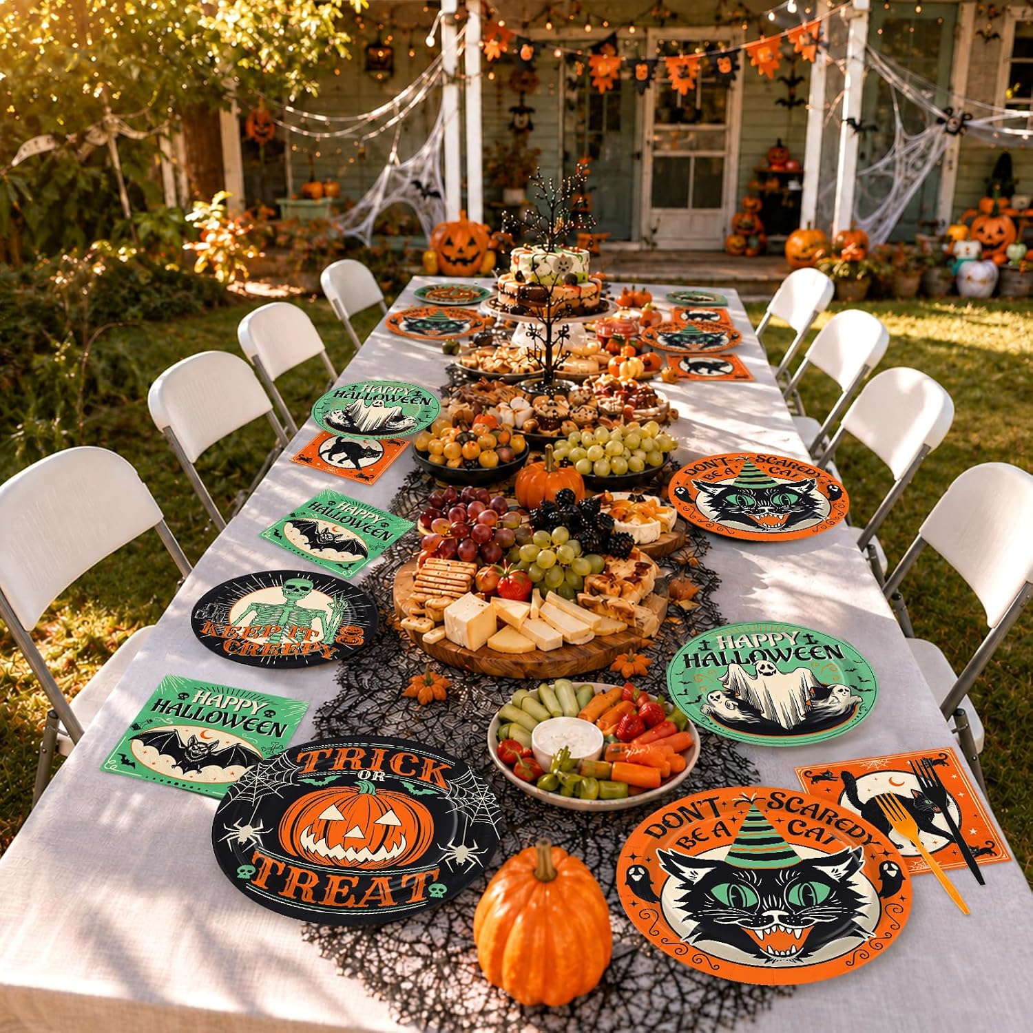 Greencian 200Pcs Halloween Vintage Spooky Supplies Serves 50 - Grencian