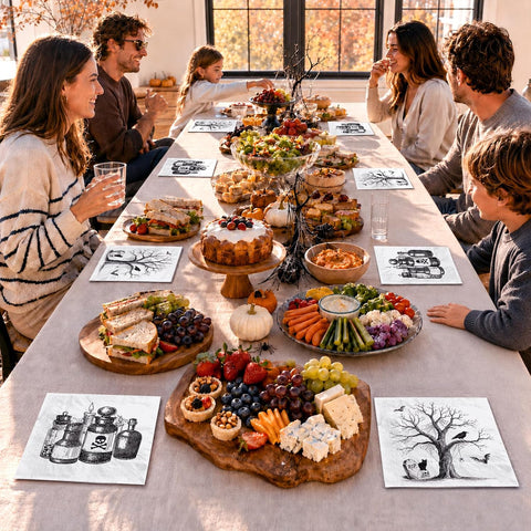6.5 inch square napkin with apothecary bottle artwork