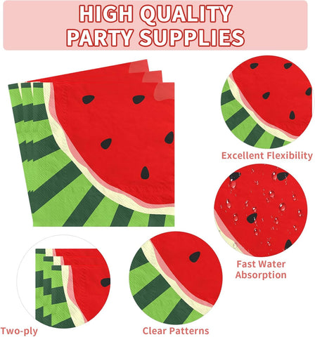 150 Pcs Watermelon Party Plates and Napkins - Grencian