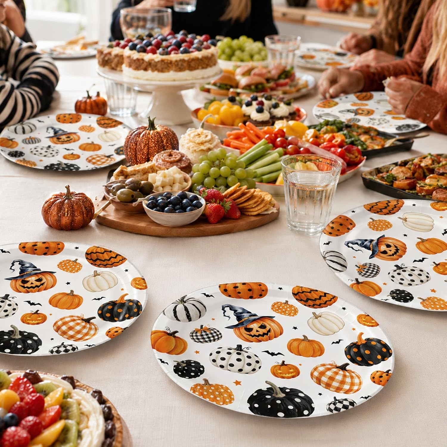 Halloween table styled with the pumpkin oval plates