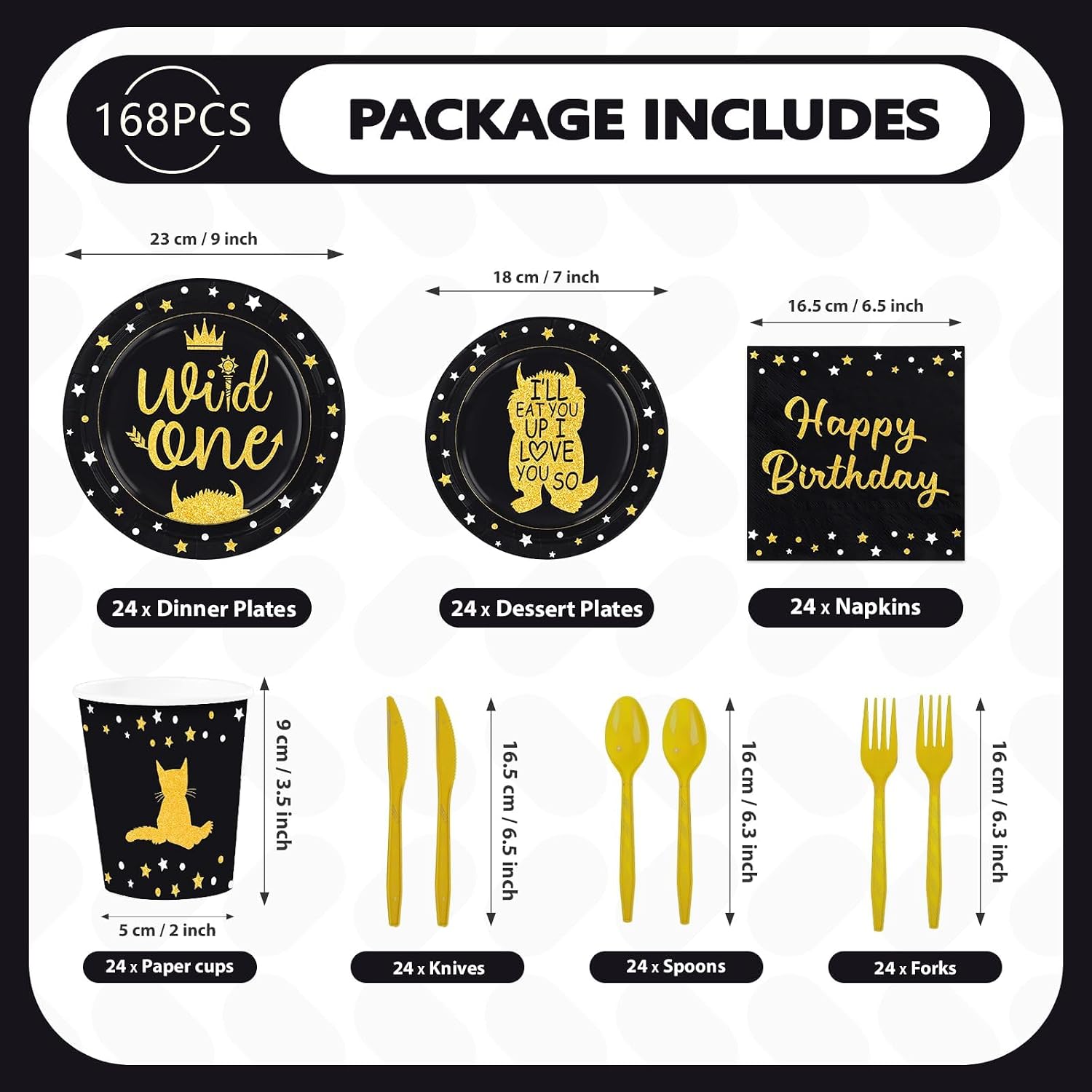 Wild One 1st birthday party table with beast themed tableware