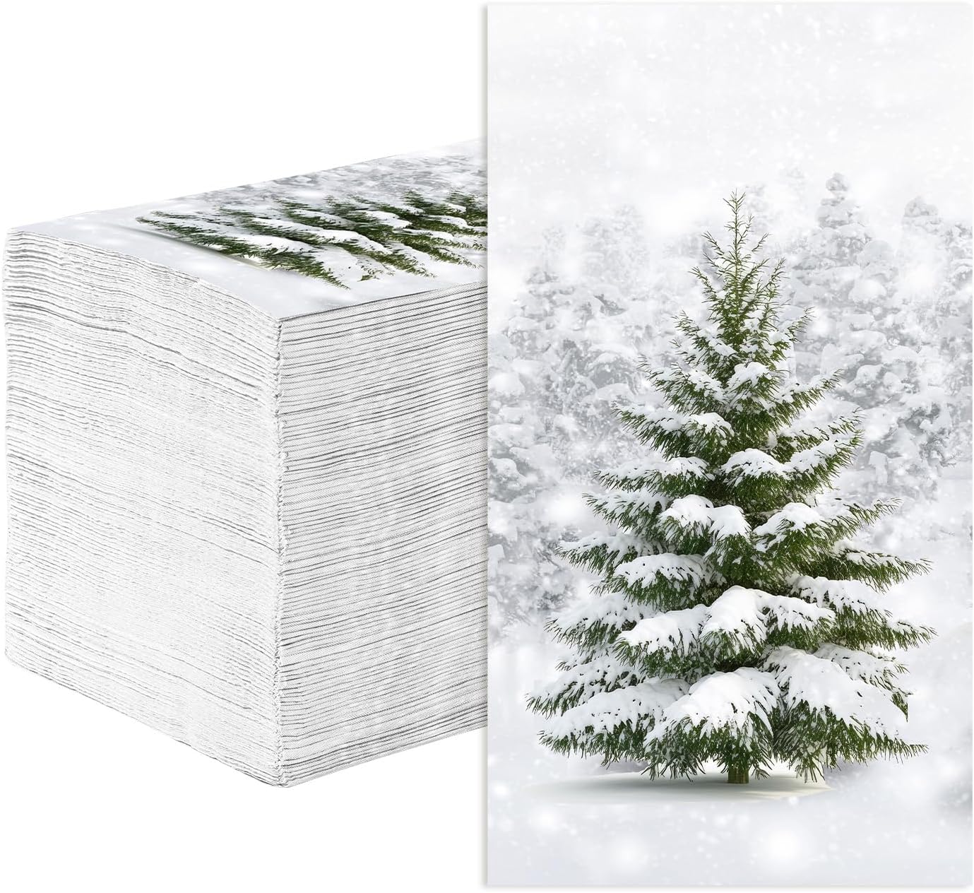 200Pcs Winter Tree Paper Napkins 3 Ply Snowflake - Grencian