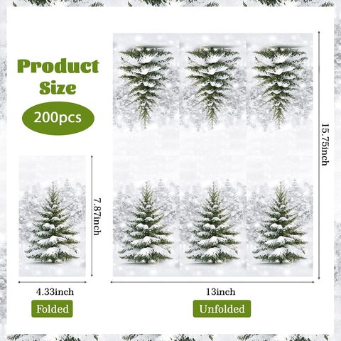 200Pcs Winter Tree Paper Napkins 3 Ply Snowflake - Grencian