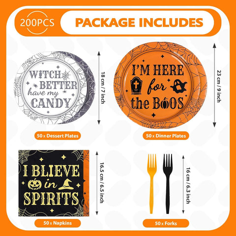 Full 200 piece Halloween witch party set