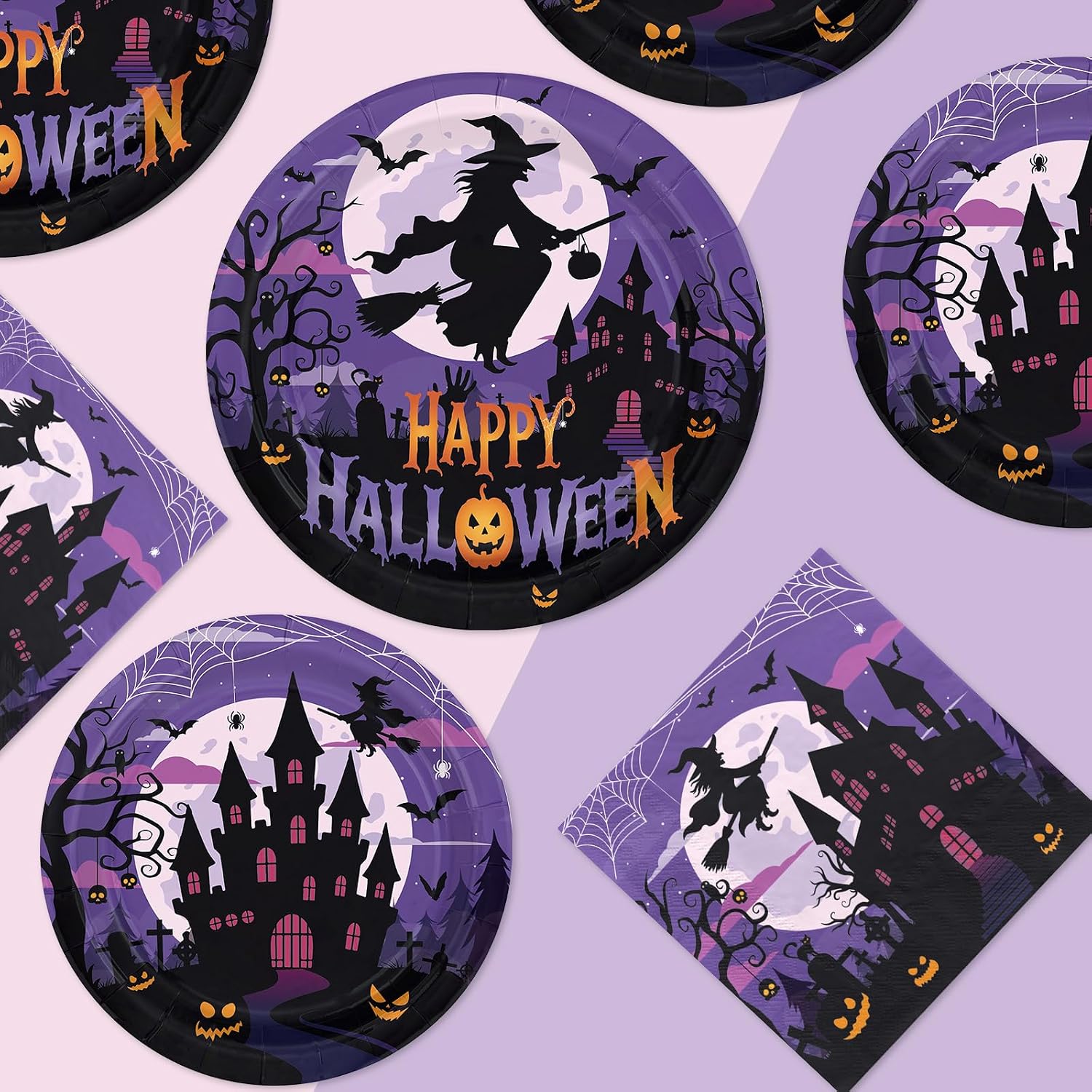 200Pcs Halloween Witch Party Supplies Serves 50 - Grencian