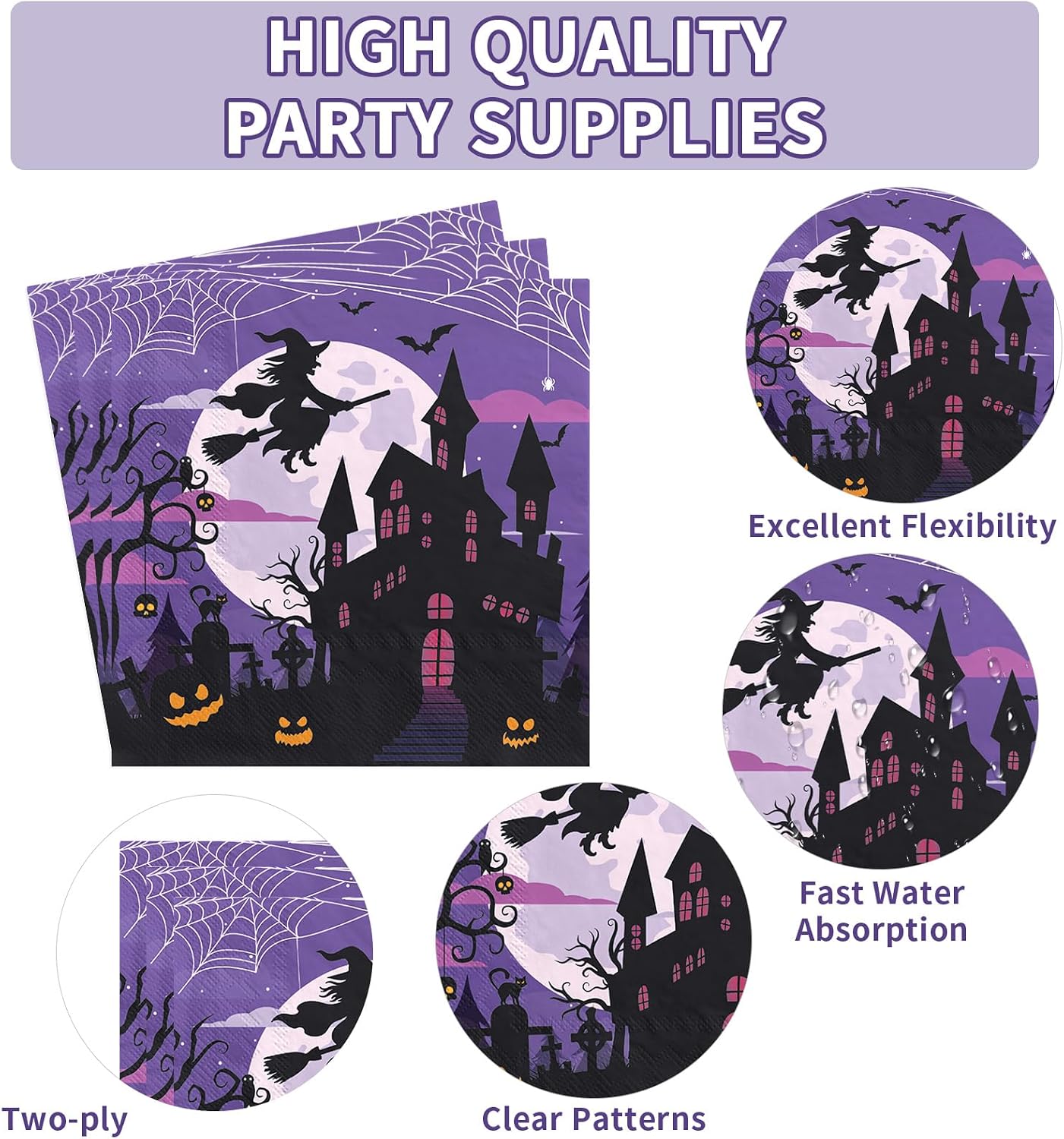 200Pcs Halloween Witch Party Supplies Serves 50 - Grencian