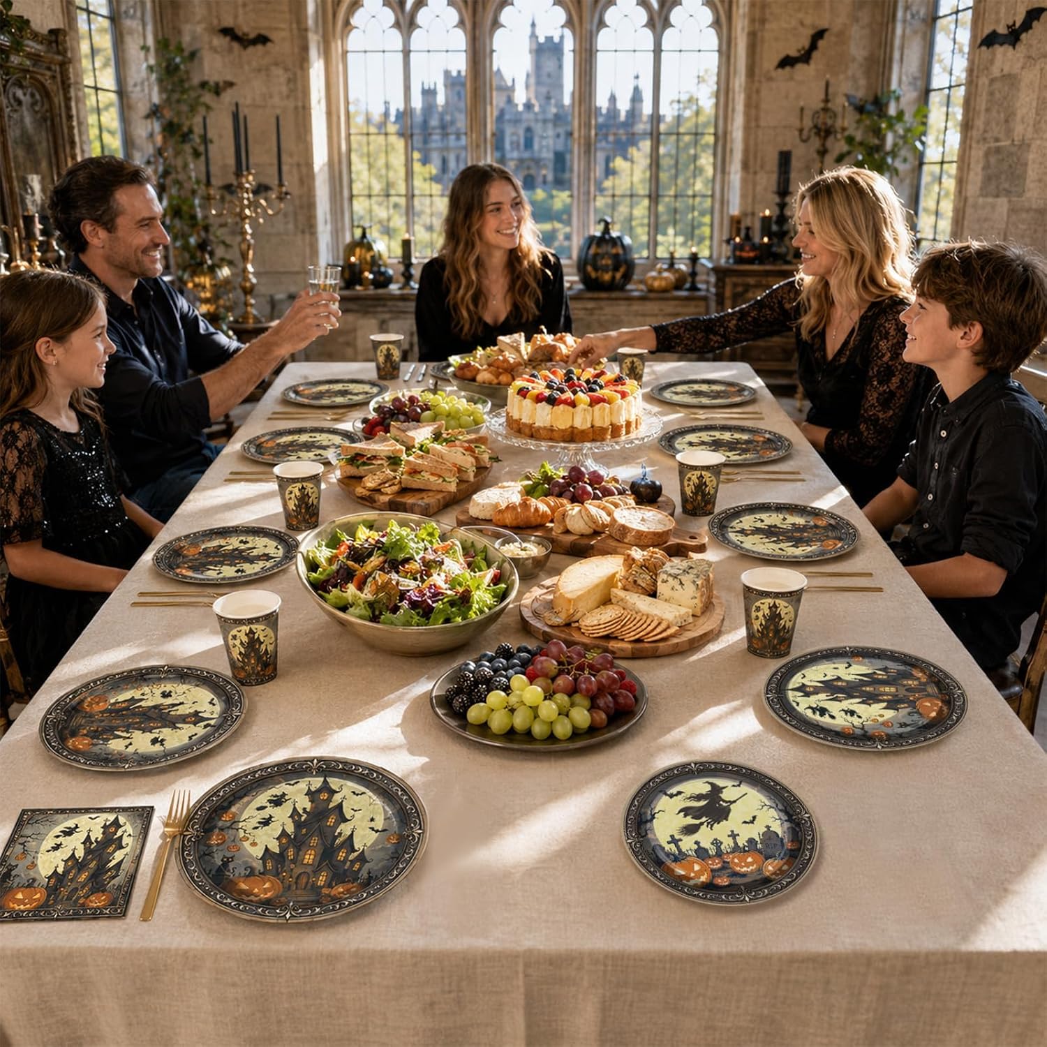 Party scene using the witch tableware set