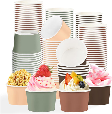 Grencian 120-piece woodland ice cream cups with green brown forest theme