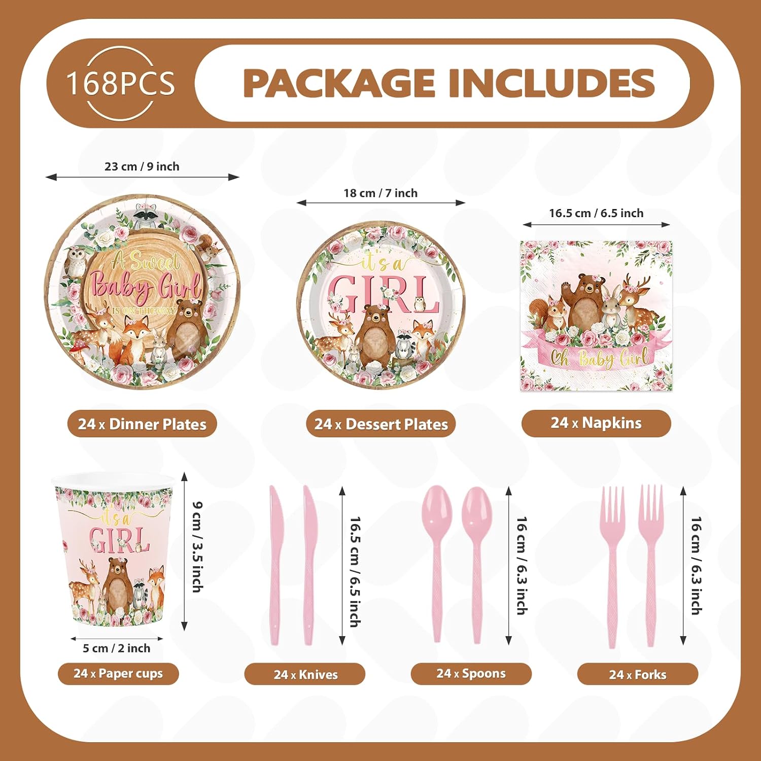 Stack of woodland forest themed plates and napkins