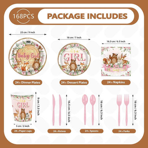 Stack of woodland forest themed plates and napkins