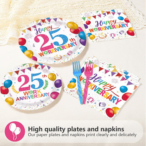 Full 96 piece 25th Workiversary tableware set