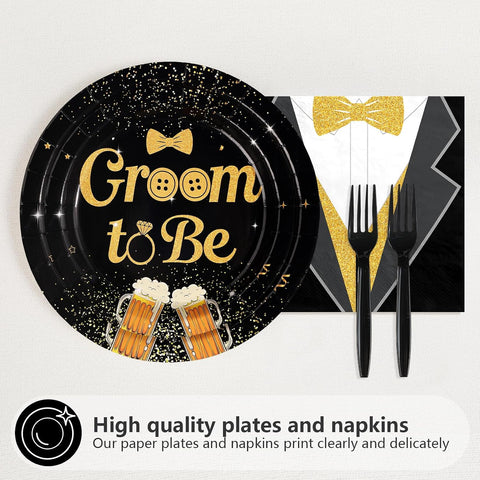 Groom to Be Bachelor Party Plates & Napkins - 96 Pcs image 2