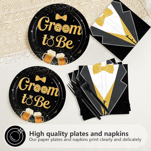 Groom to Be Bachelor Party Plates & Napkins - 96 Pcs image 3