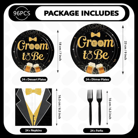 Groom to Be Bachelor Party Plates & Napkins - 96 Pcs image 4