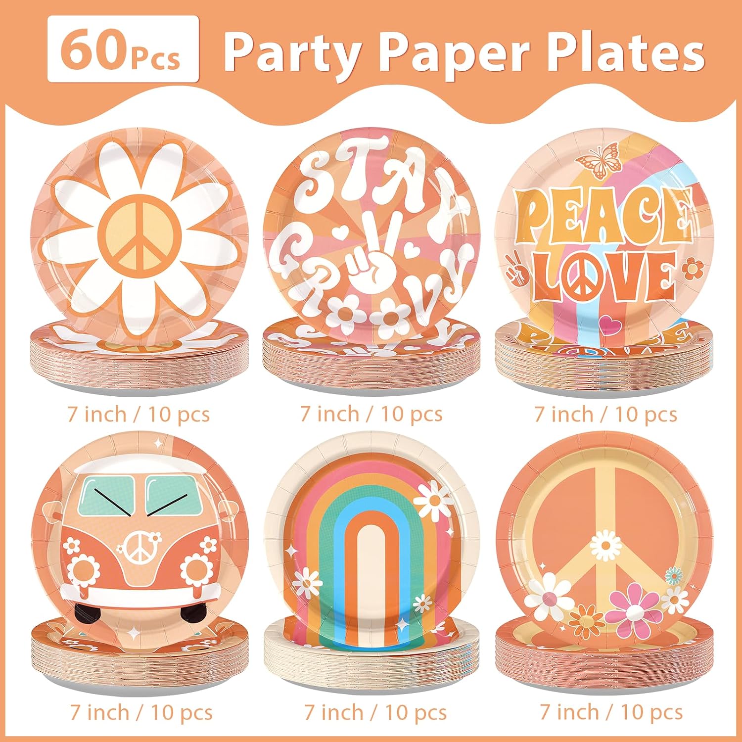 Groovy boho plates - daisy flower design
