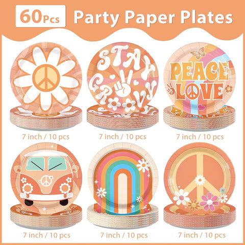 Groovy boho plates - daisy flower design