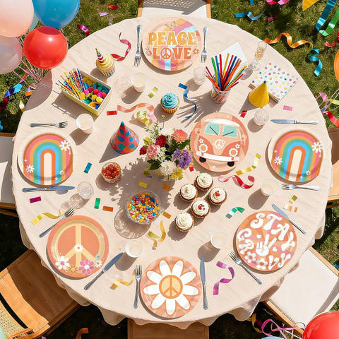 Groovy plates - rainbow design