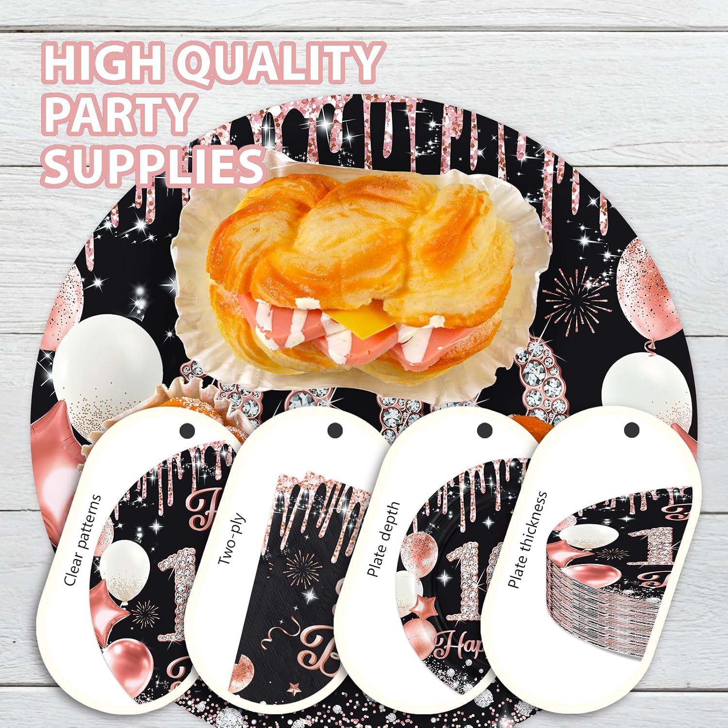 Happy 100th Birthday Plates & Napkins - 96 Pcs - view 6