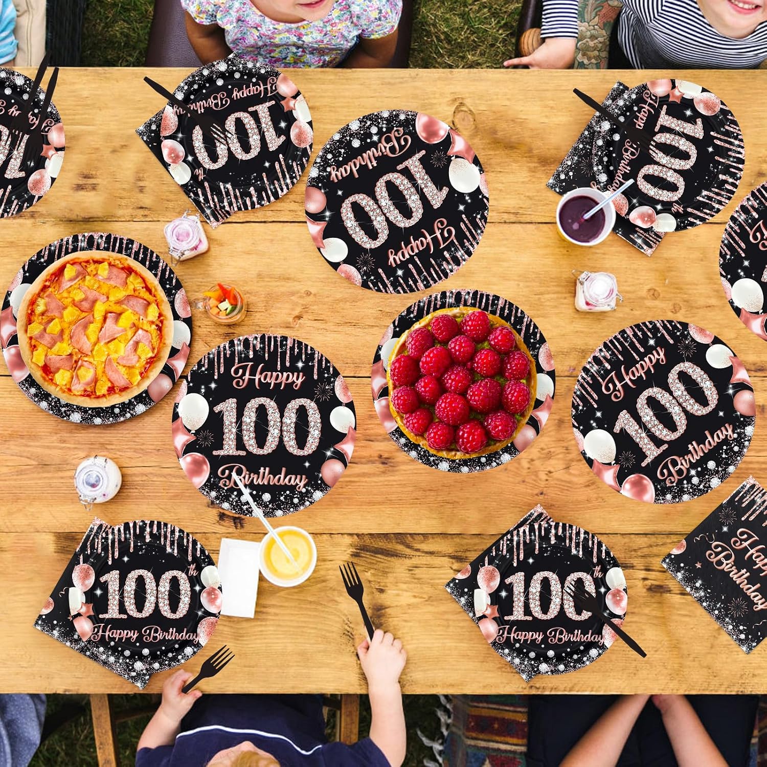 Happy 100th Birthday Plates & Napkins - 96 Pcs - view 7